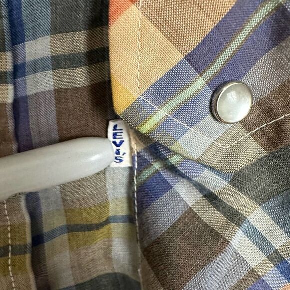 Levi’s Big E VTG Plaid Pearl Snap Shirt Women’s S Read - Picture 2 of 8